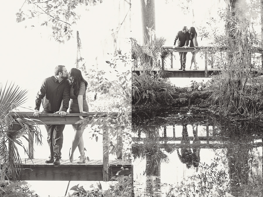 couple kissing on bridge at krafts azalea garden