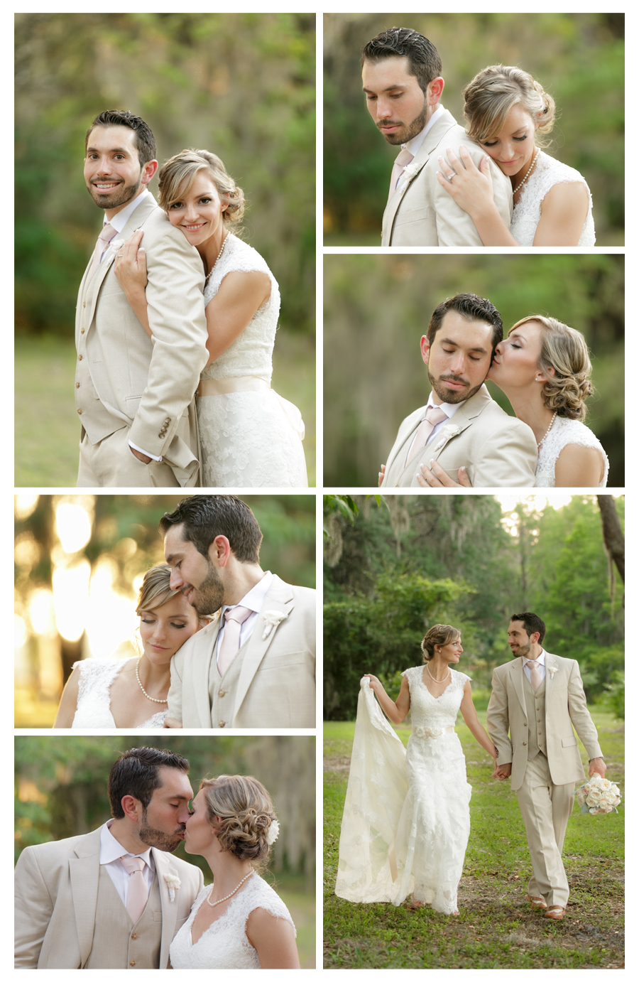 couple bridal portraits on family farm kissing and hugging