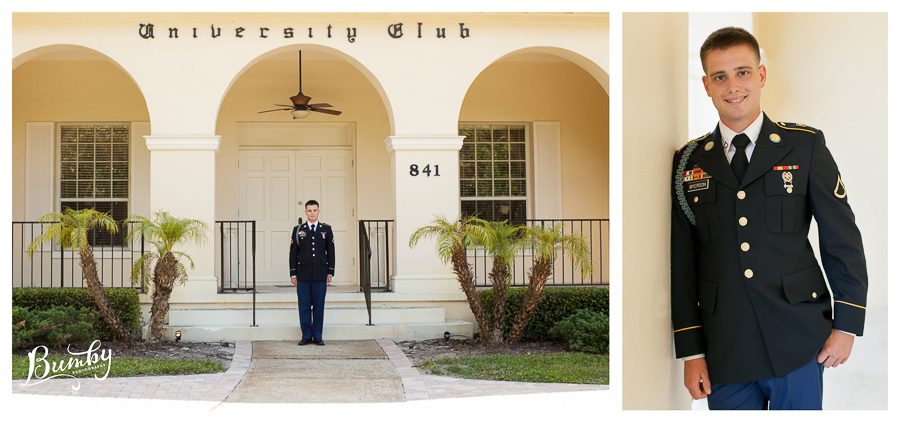 groom in military dress blues at university club
