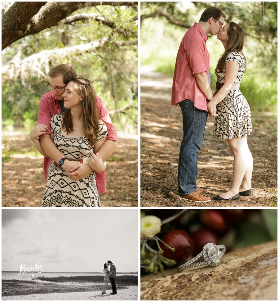 couple kissing under tree at lake louisa state park engagement session