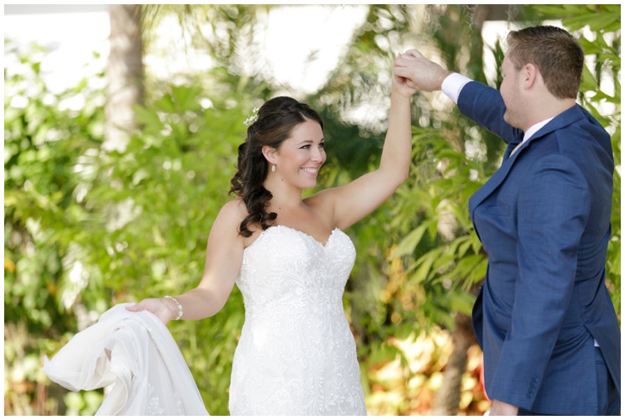 bride and groom dancing on beach at paradise cove