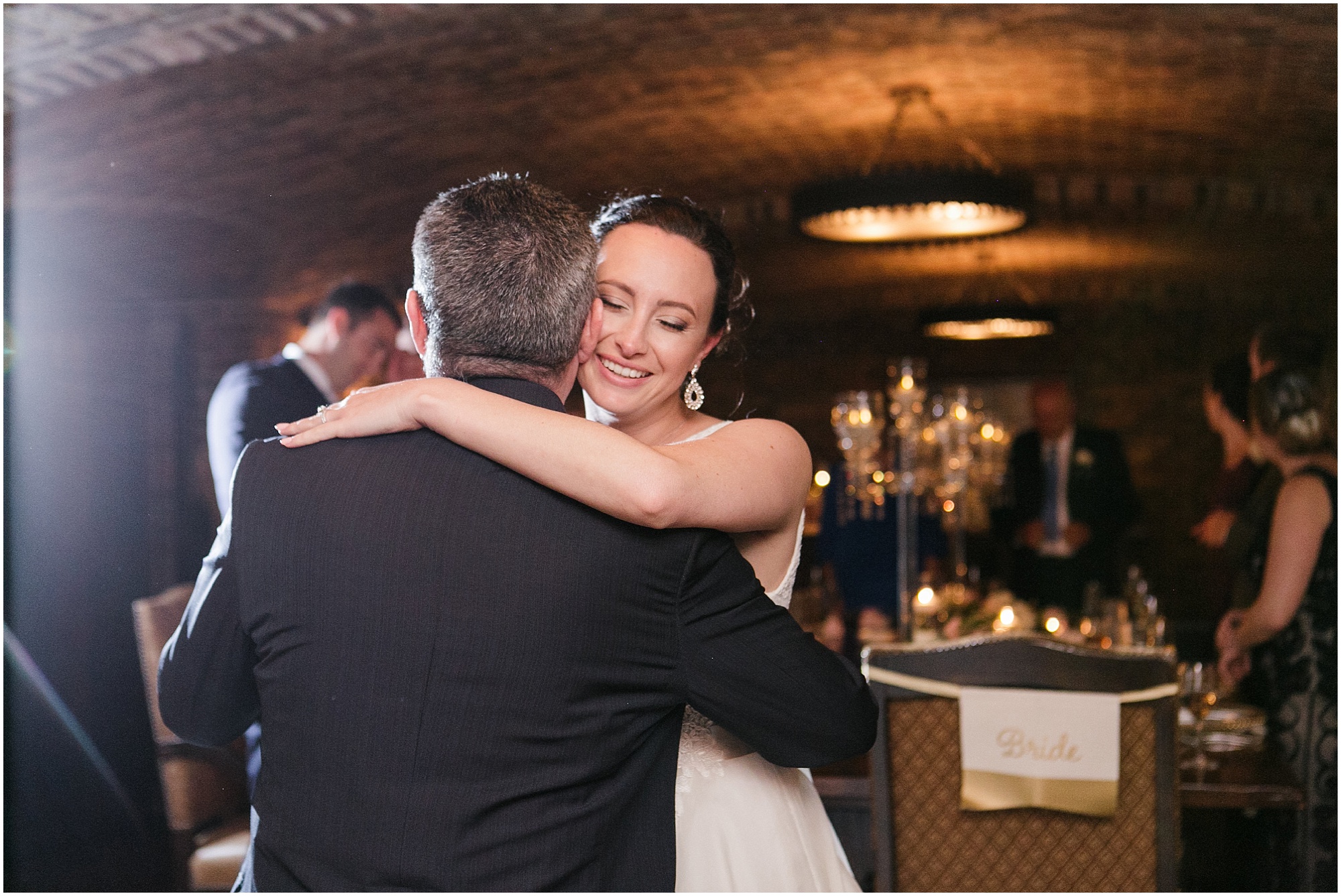 Bride dancing with her father at intimate Italian Bella Collina Wedding