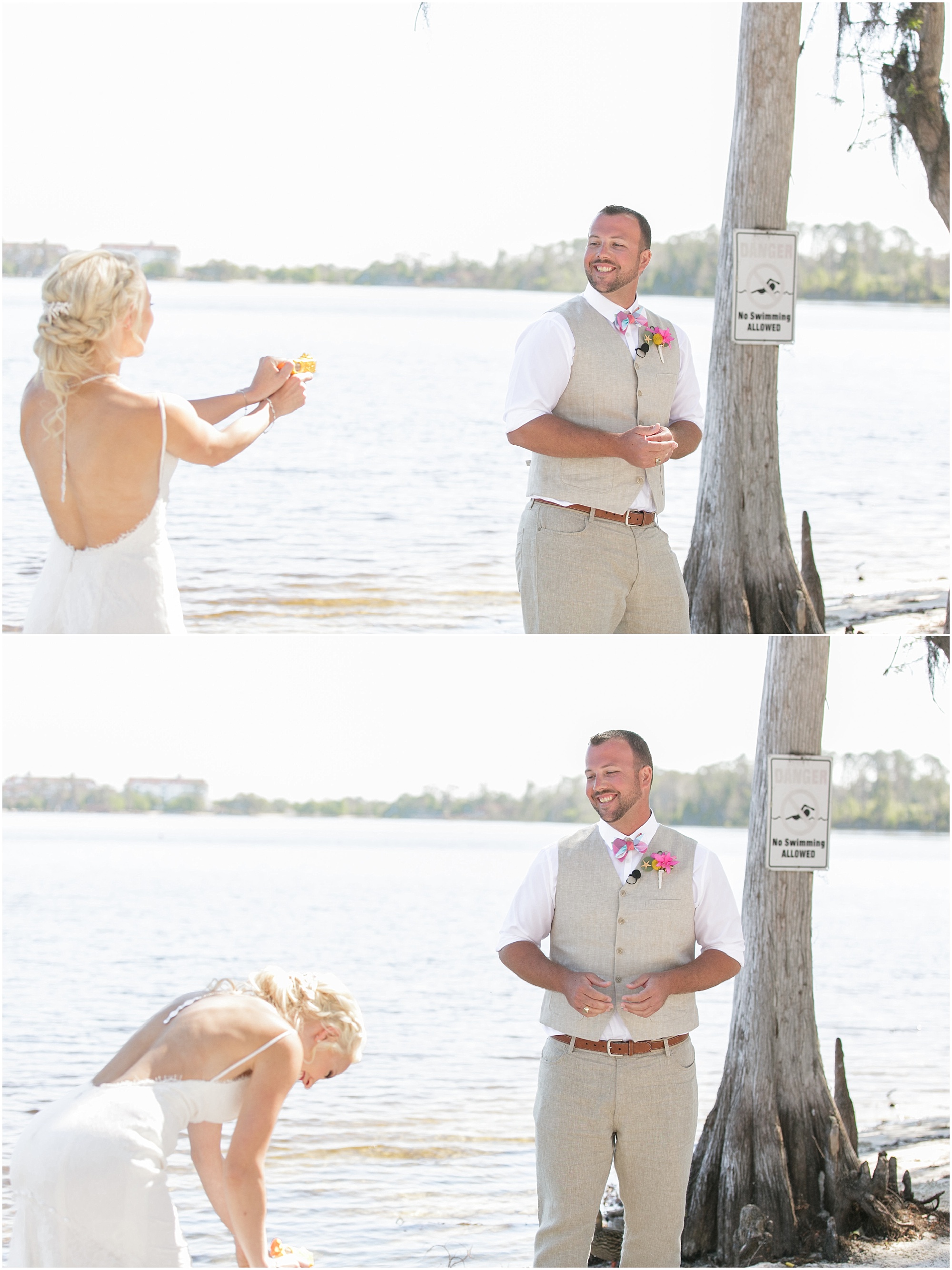 Groom turns around to see his bride for the first time.