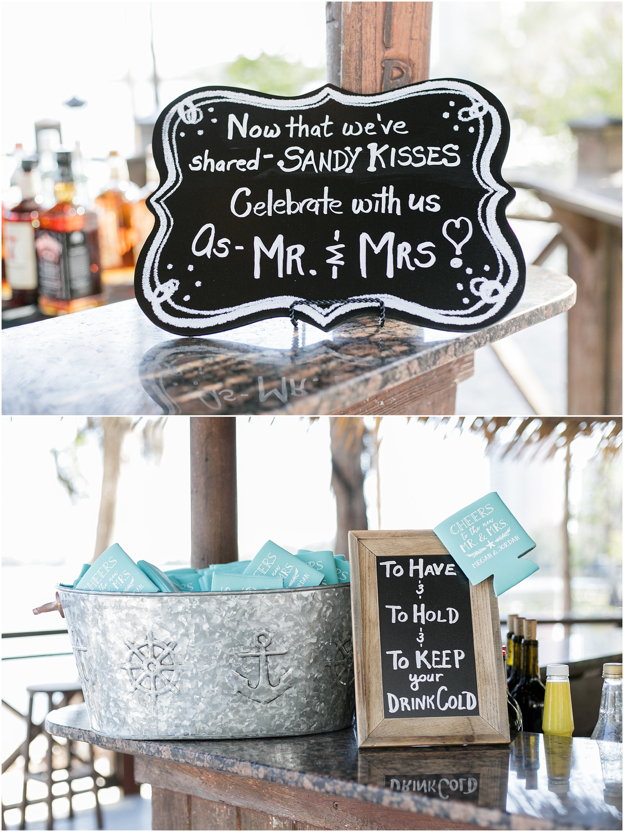 Hand written signs for drinks. 