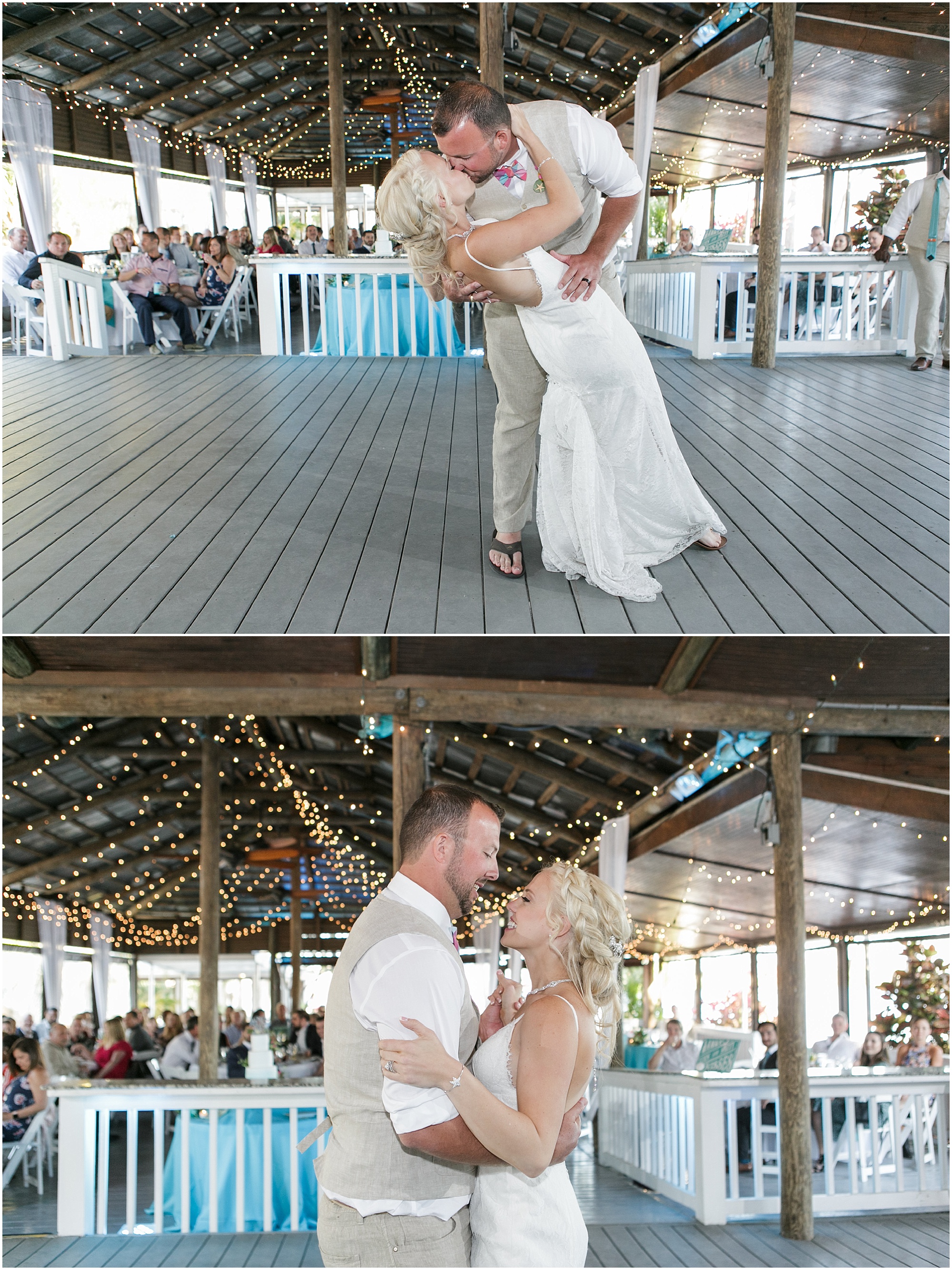 Bride and groom having their first dance together as a married couple. 