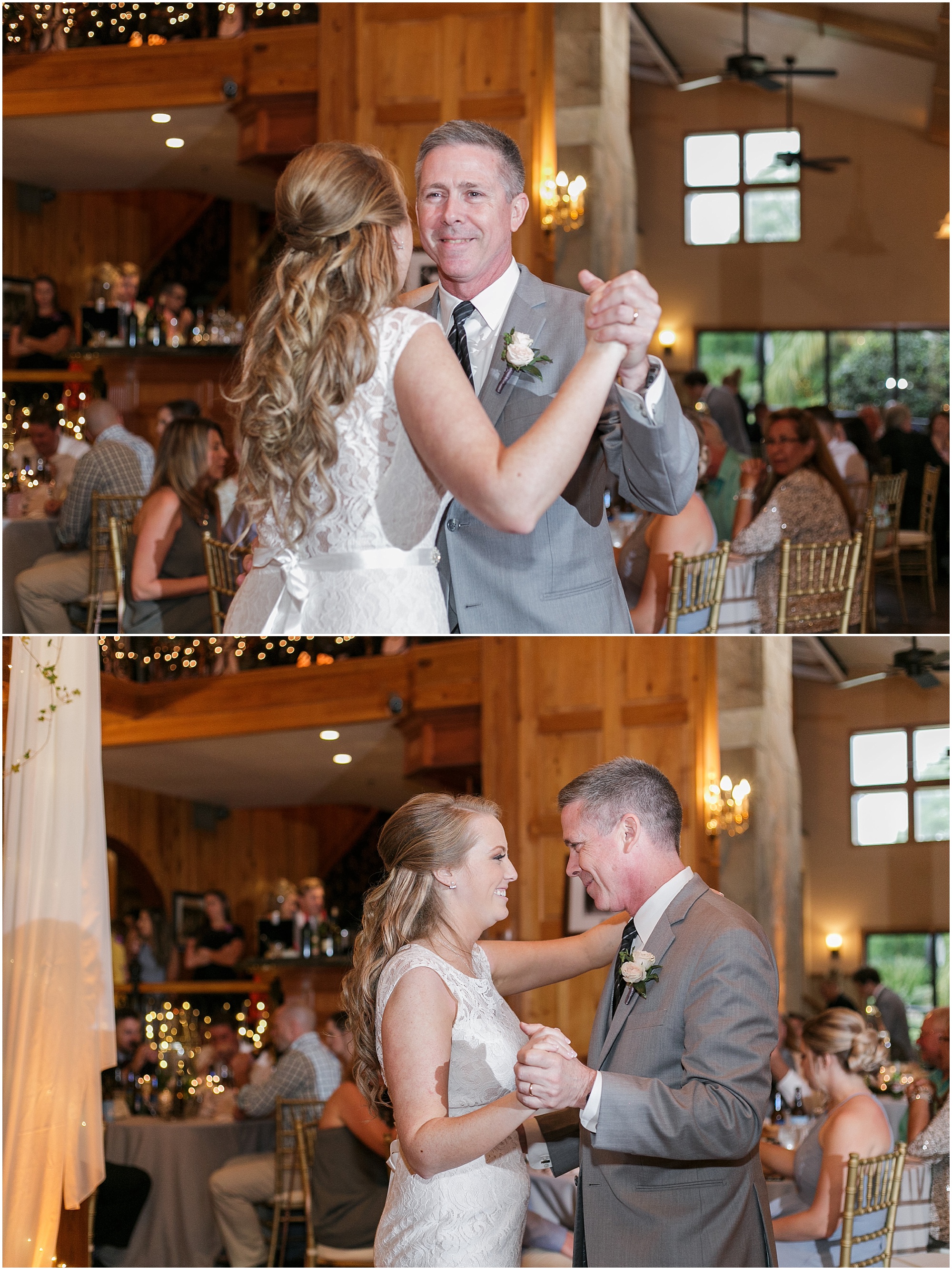 Bride dances with her father at her wedding.