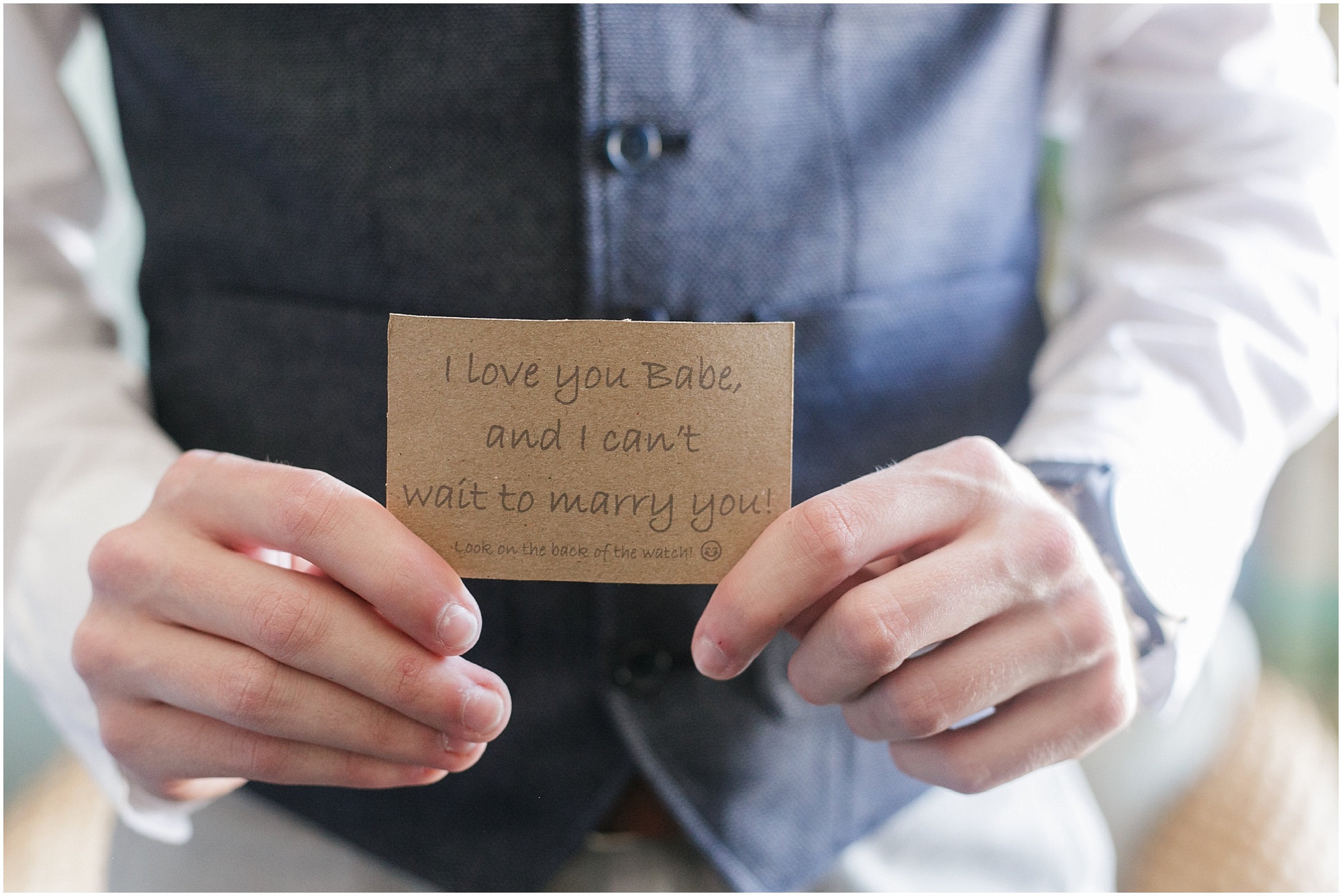 Love note from the bride to the groom
