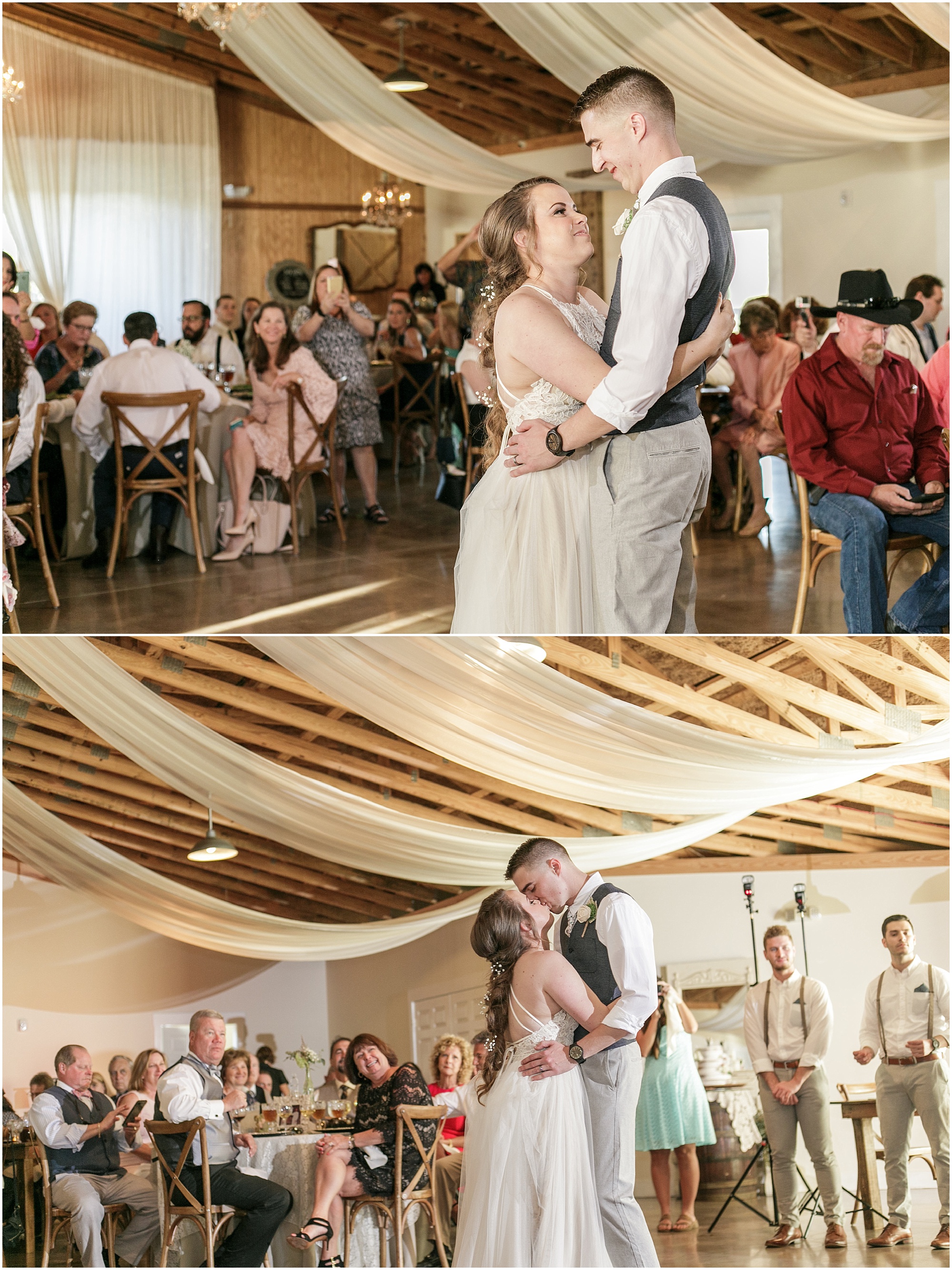 Bride and groom having their first dance as a married couple