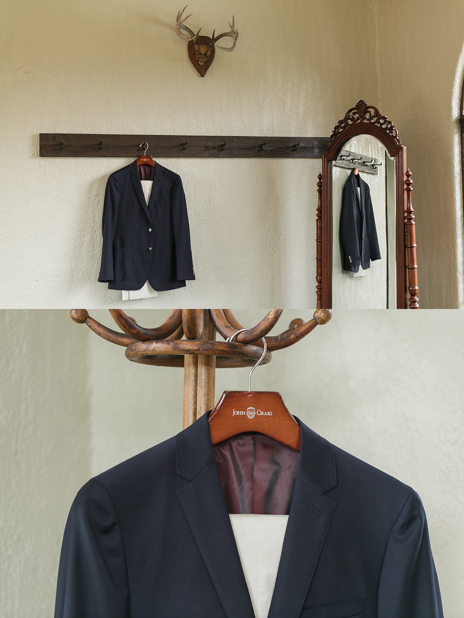 Coat hanging in the Groom's room at the Howey Mansion