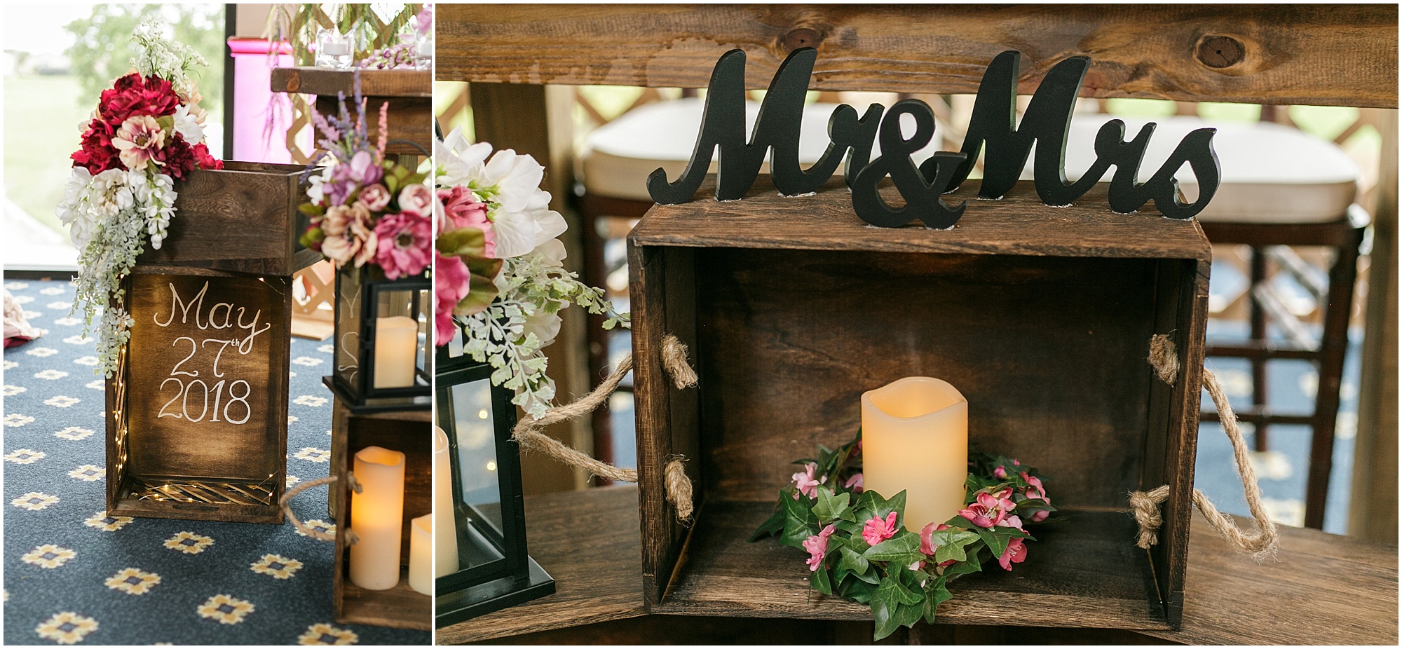 Rustic custom details from their sweetheart table. 