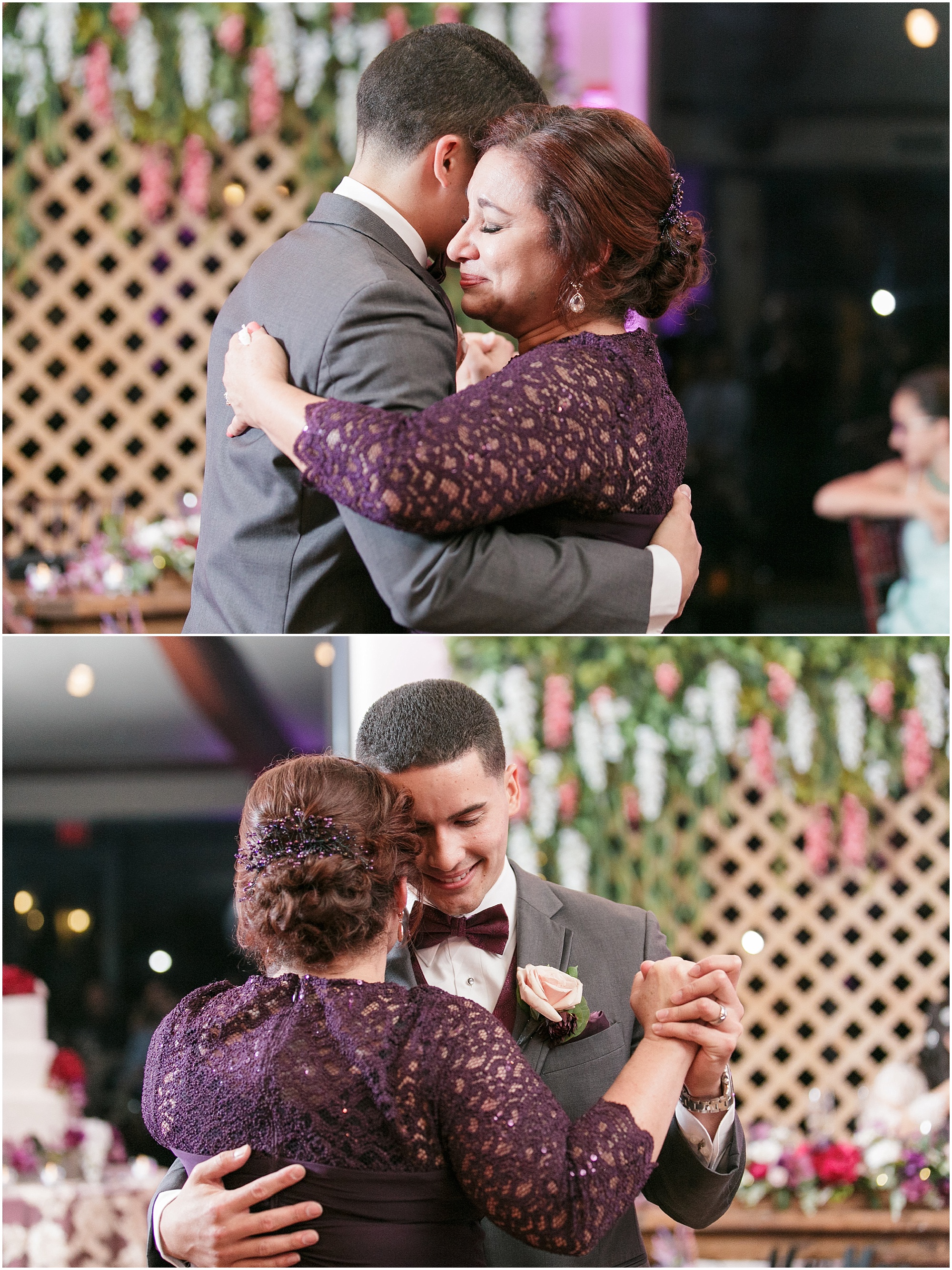 Mom dances with her son who just got married. 