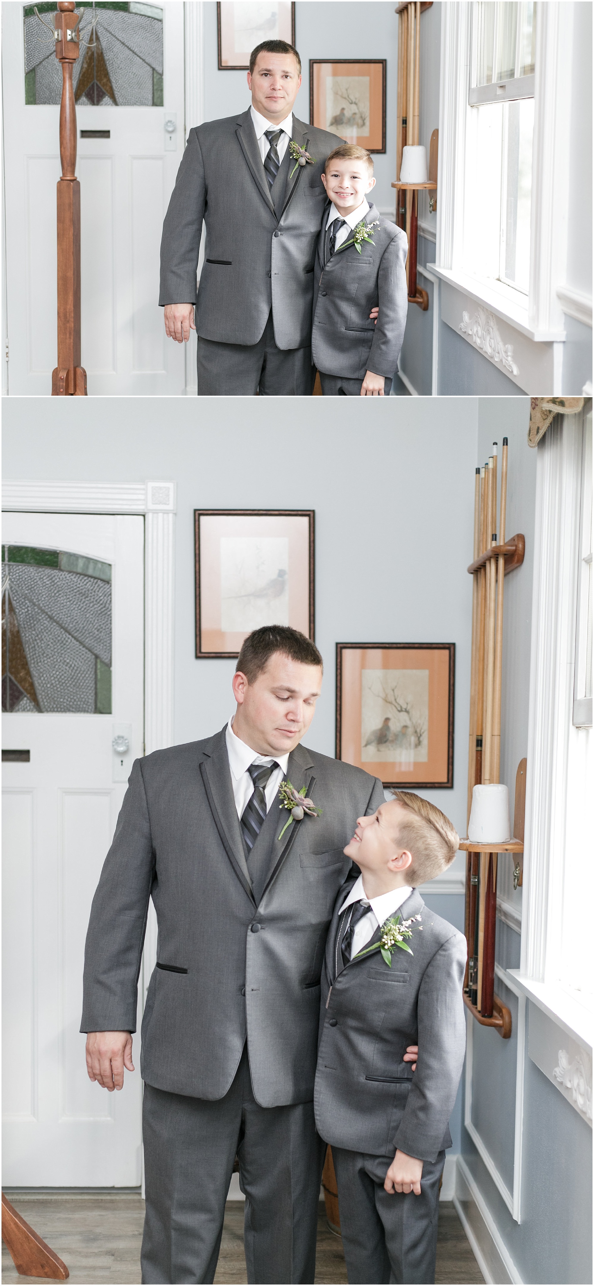 The groom and his son all dressed up for the wedding. 