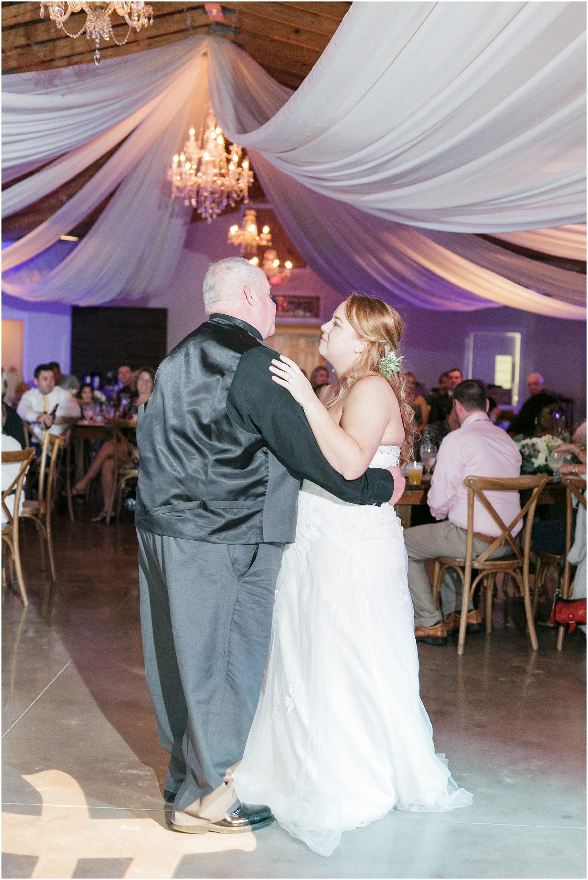 The bride dancing with her father. 