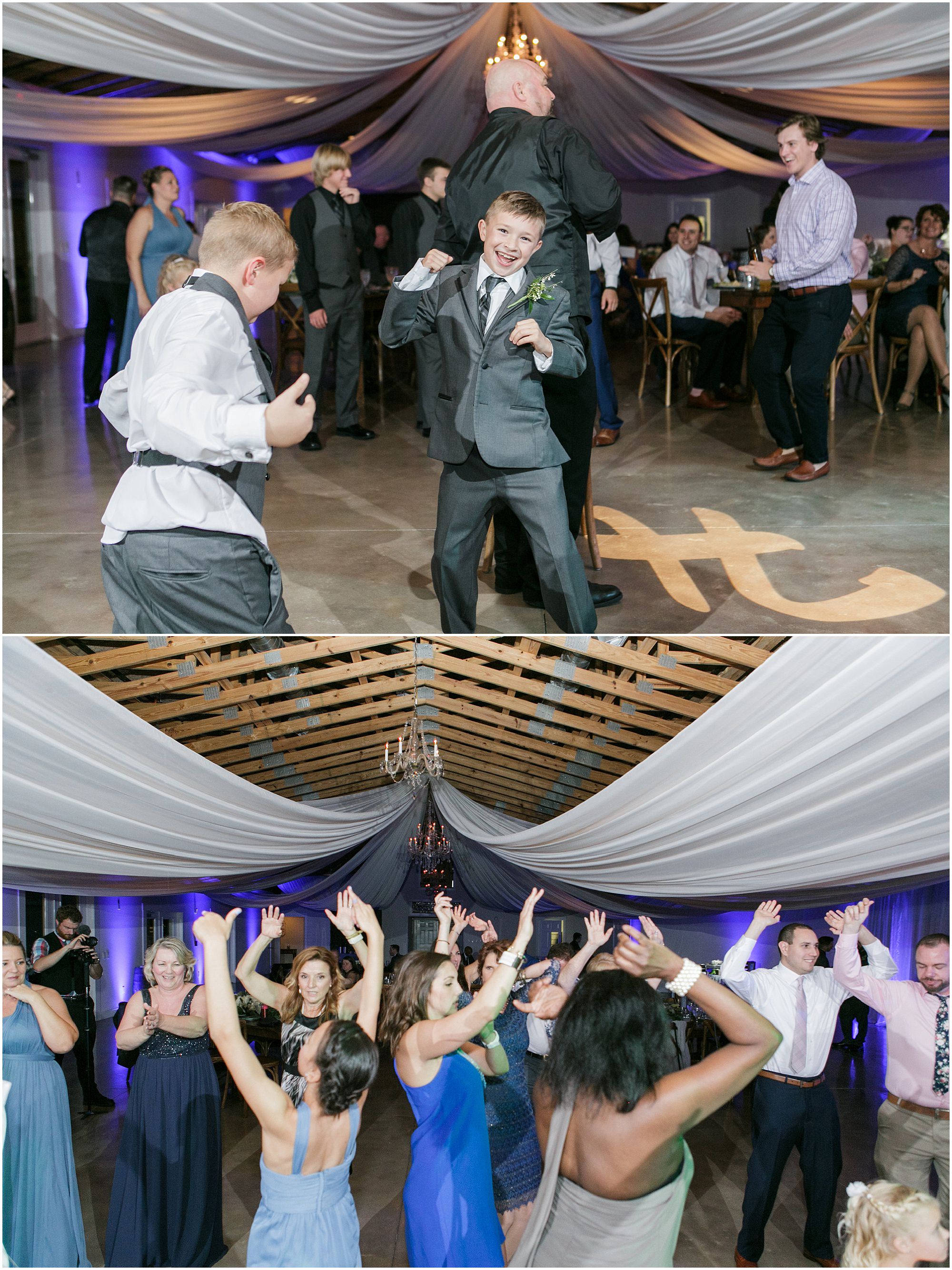 Guests dancing at the wedding reception. 
