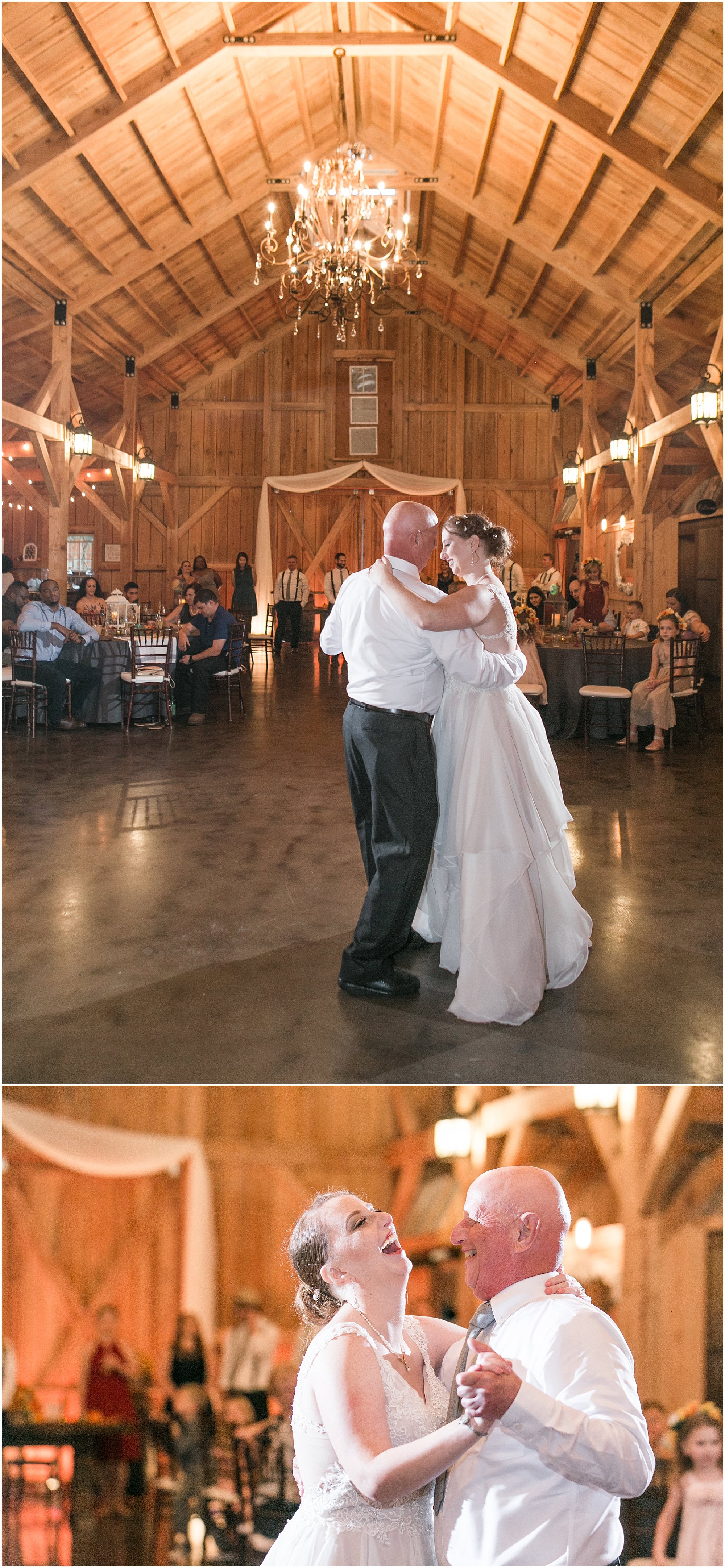Bride dancing with her dad at her wedding reception