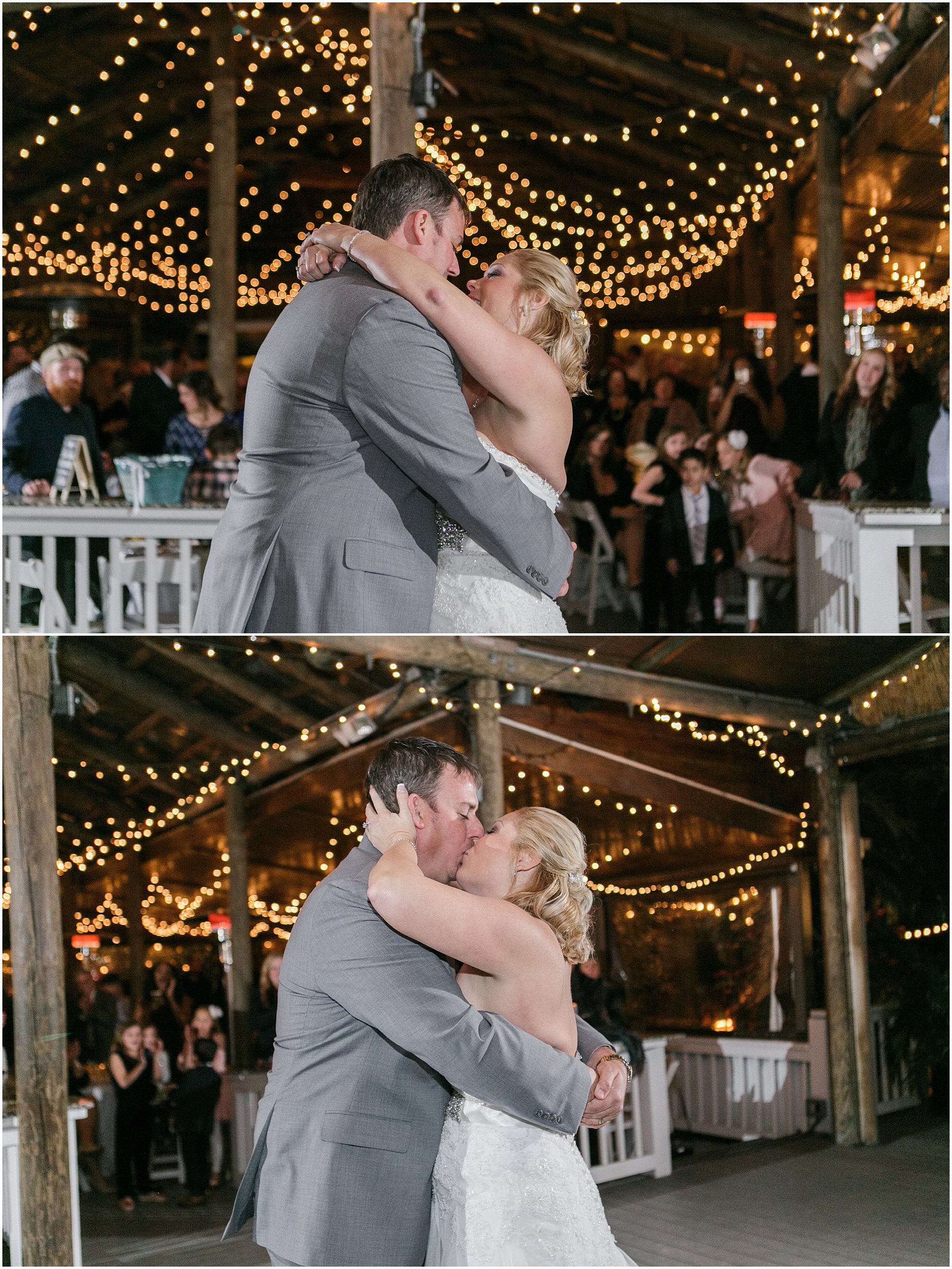 Bride and groom dancing for the first time as a married couple.