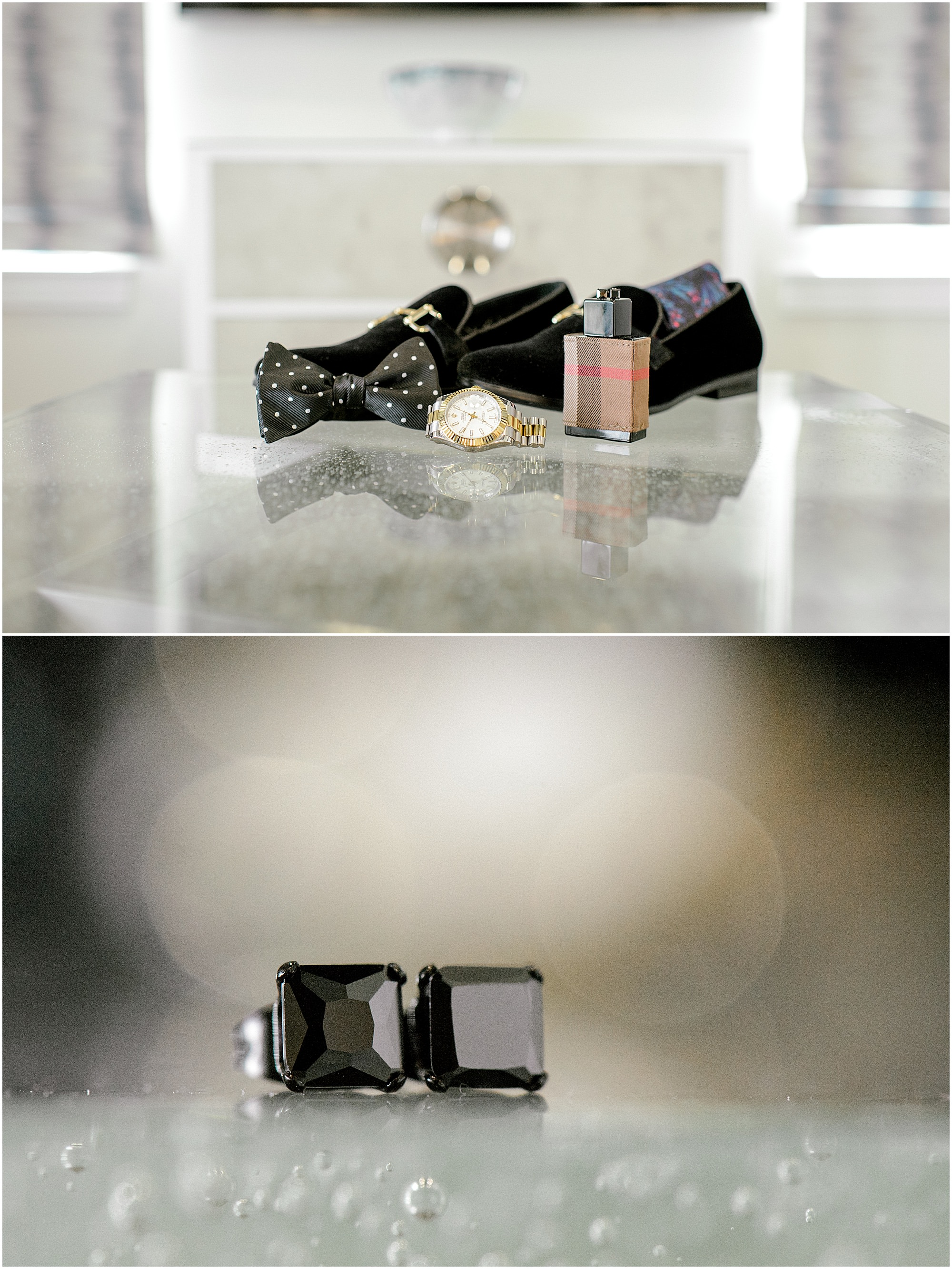Groom's details like cufflinks and a bowtie