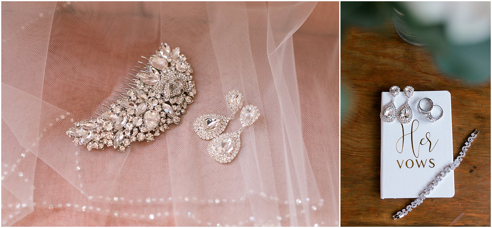 Brides jewelry and diamond hairpiece