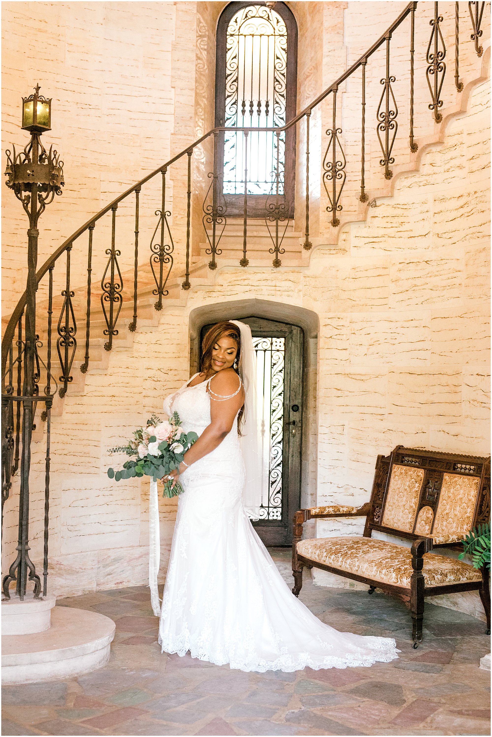 Photo of the bride inside of The Howey Mansion