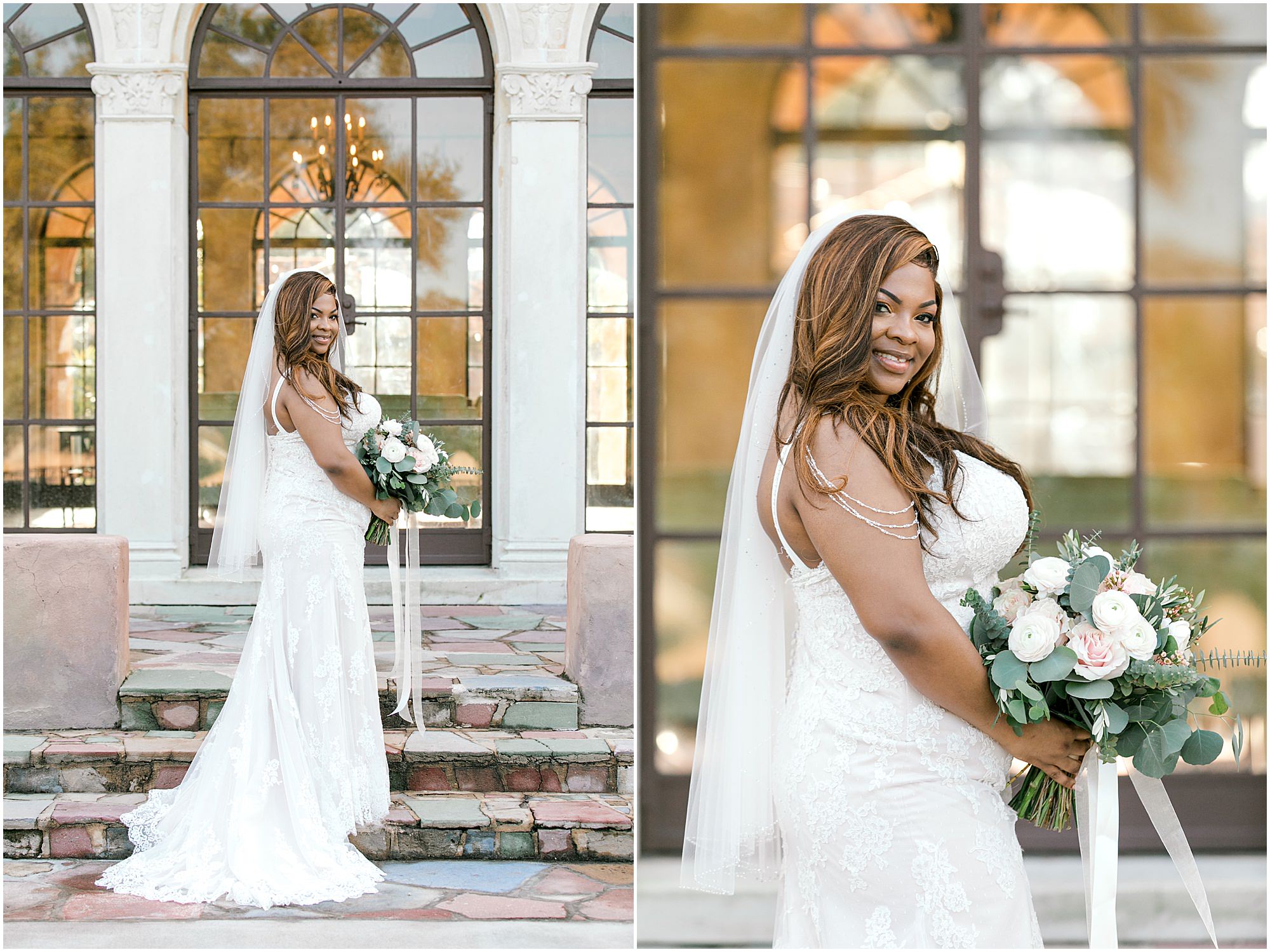 Bride portraits outside of the Howey Mansion