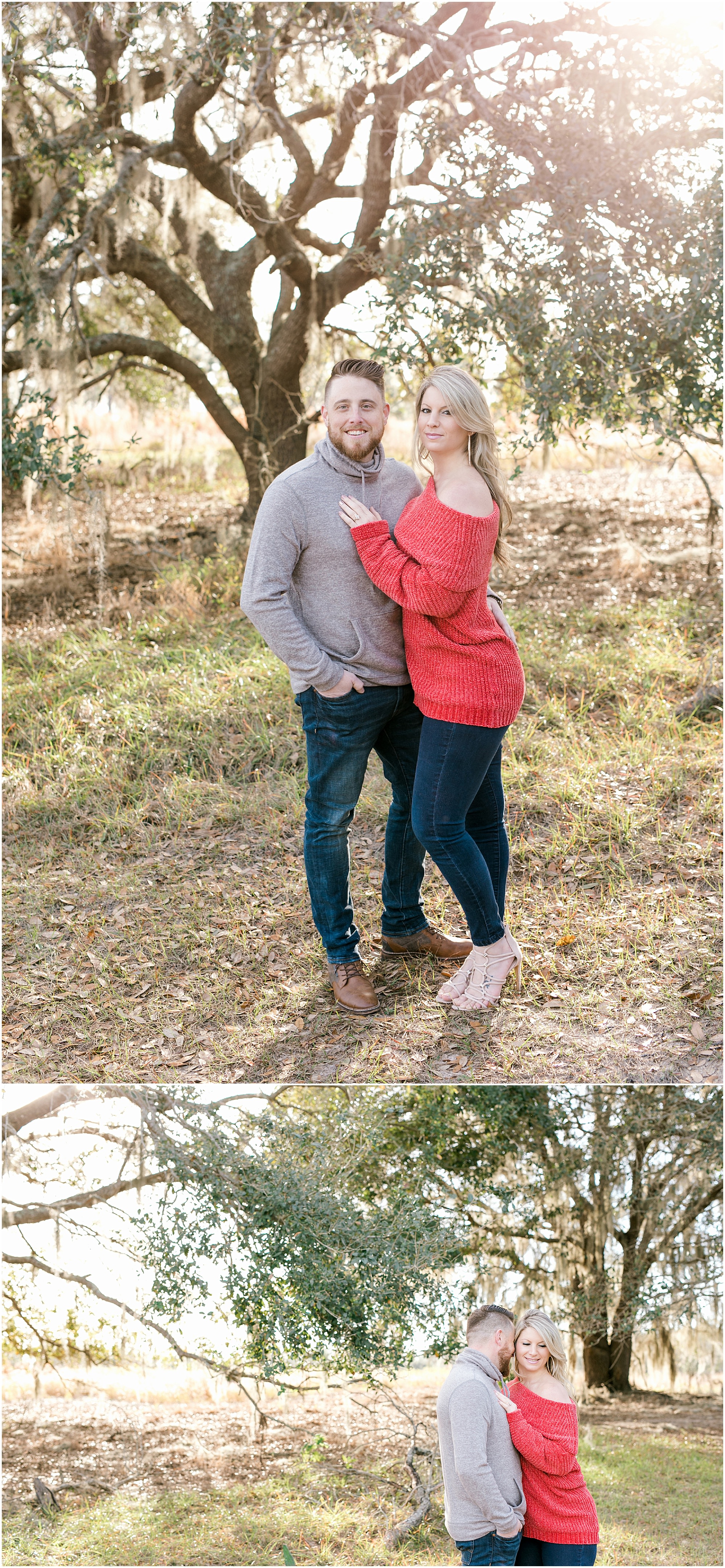 Romantic Outdoor Engagement Session couple taking photos in Lake Louisa State Park 