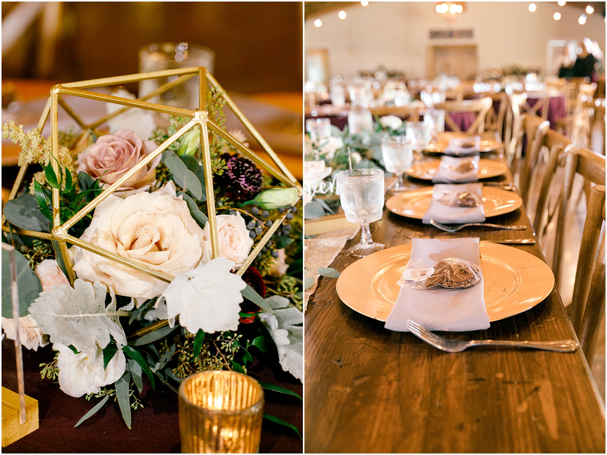Reception decor with table linens in the shade of dusty rose