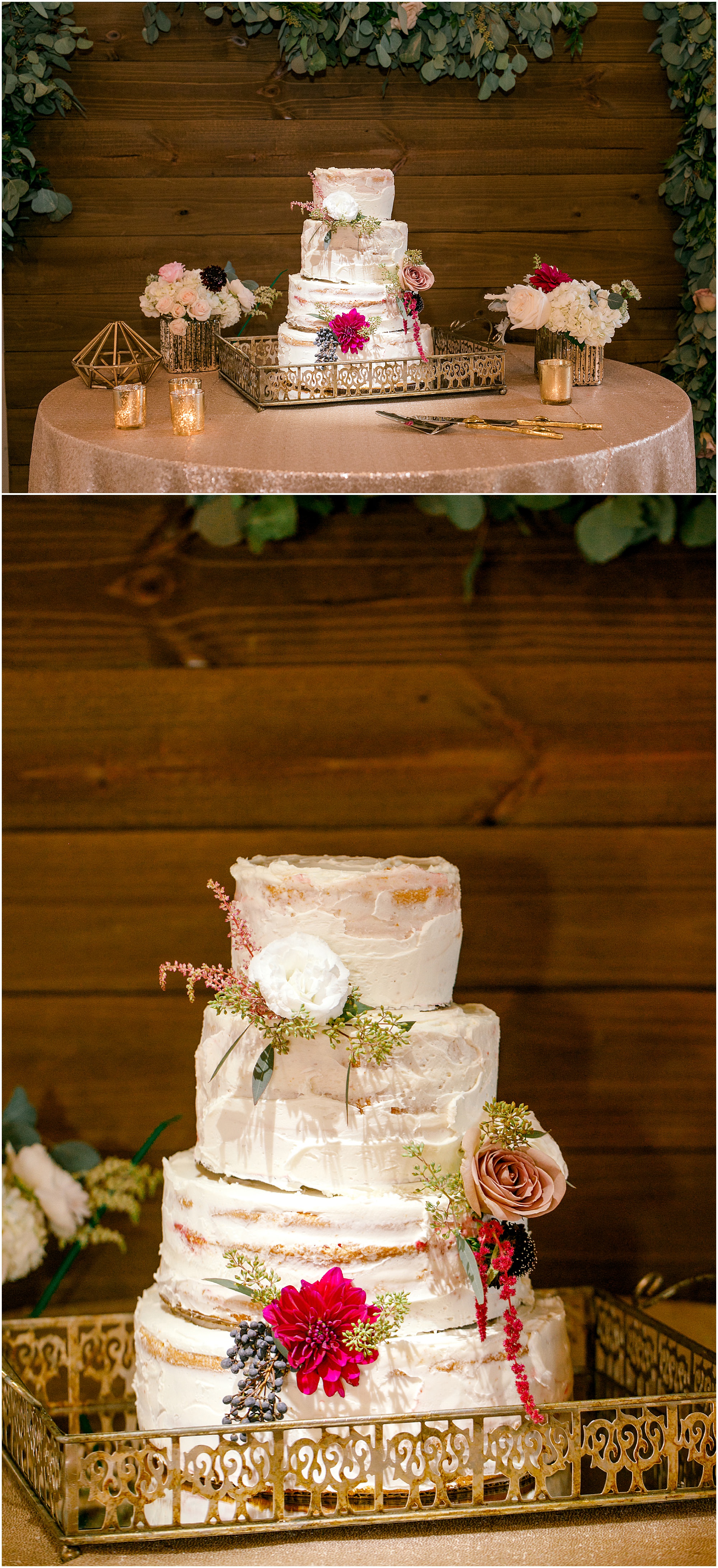 Rustic frosted wedding cake