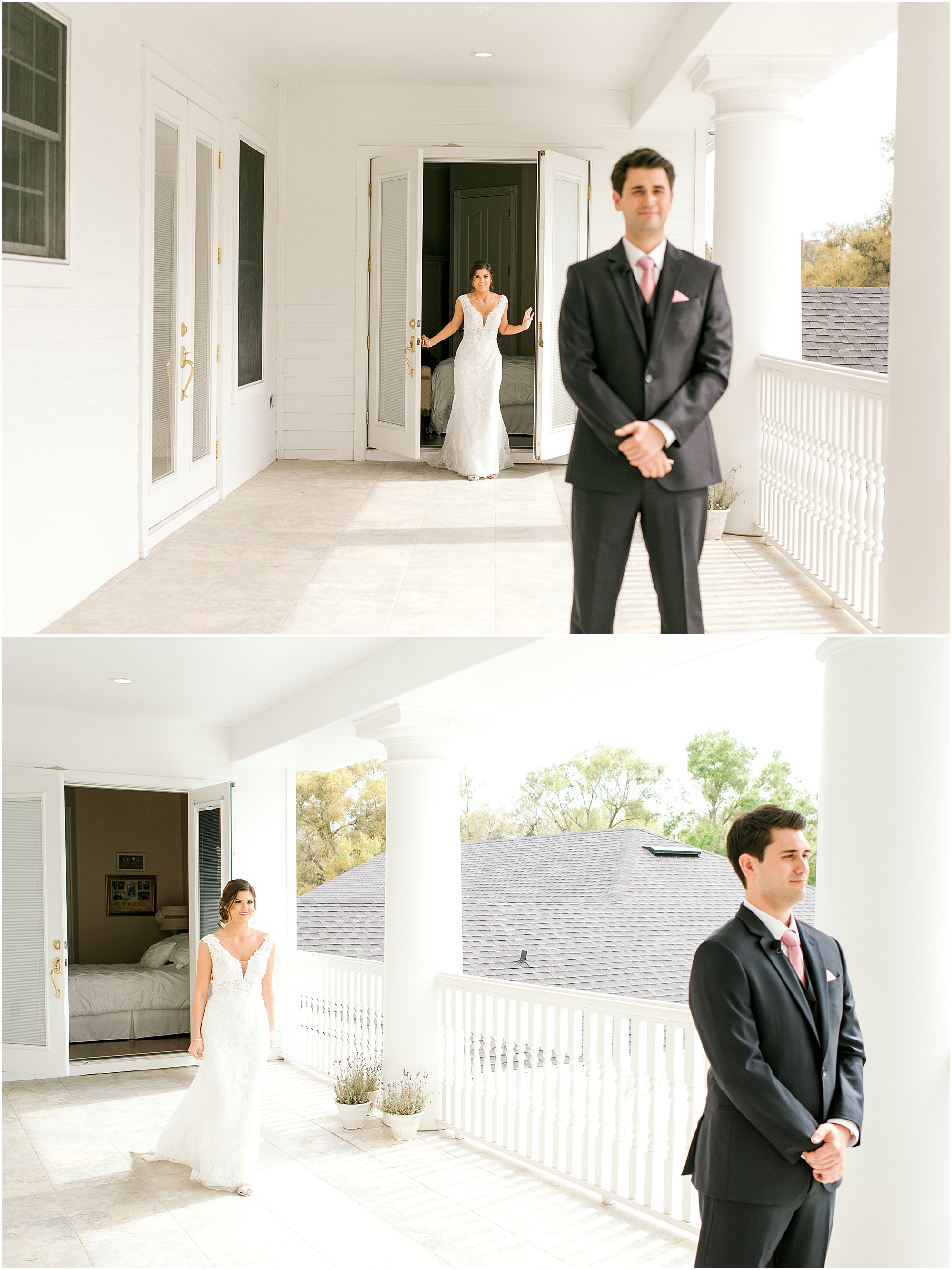 Groom waiting to see the bride for the first time at southern wedding