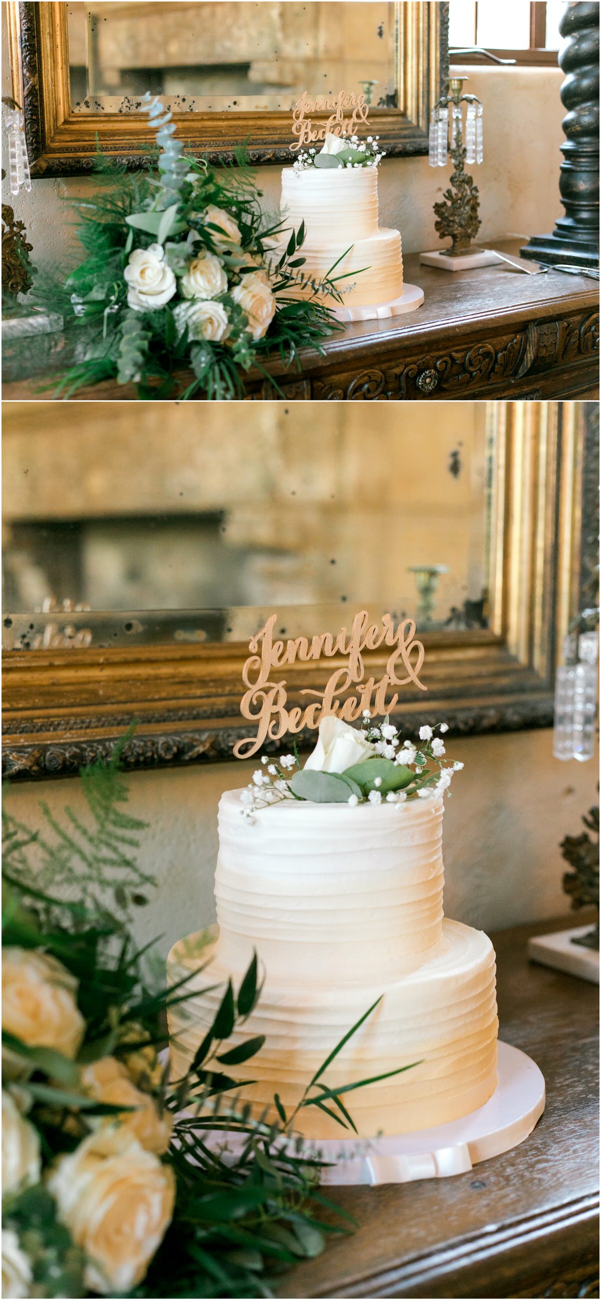 Gold 2-tier wedding cake