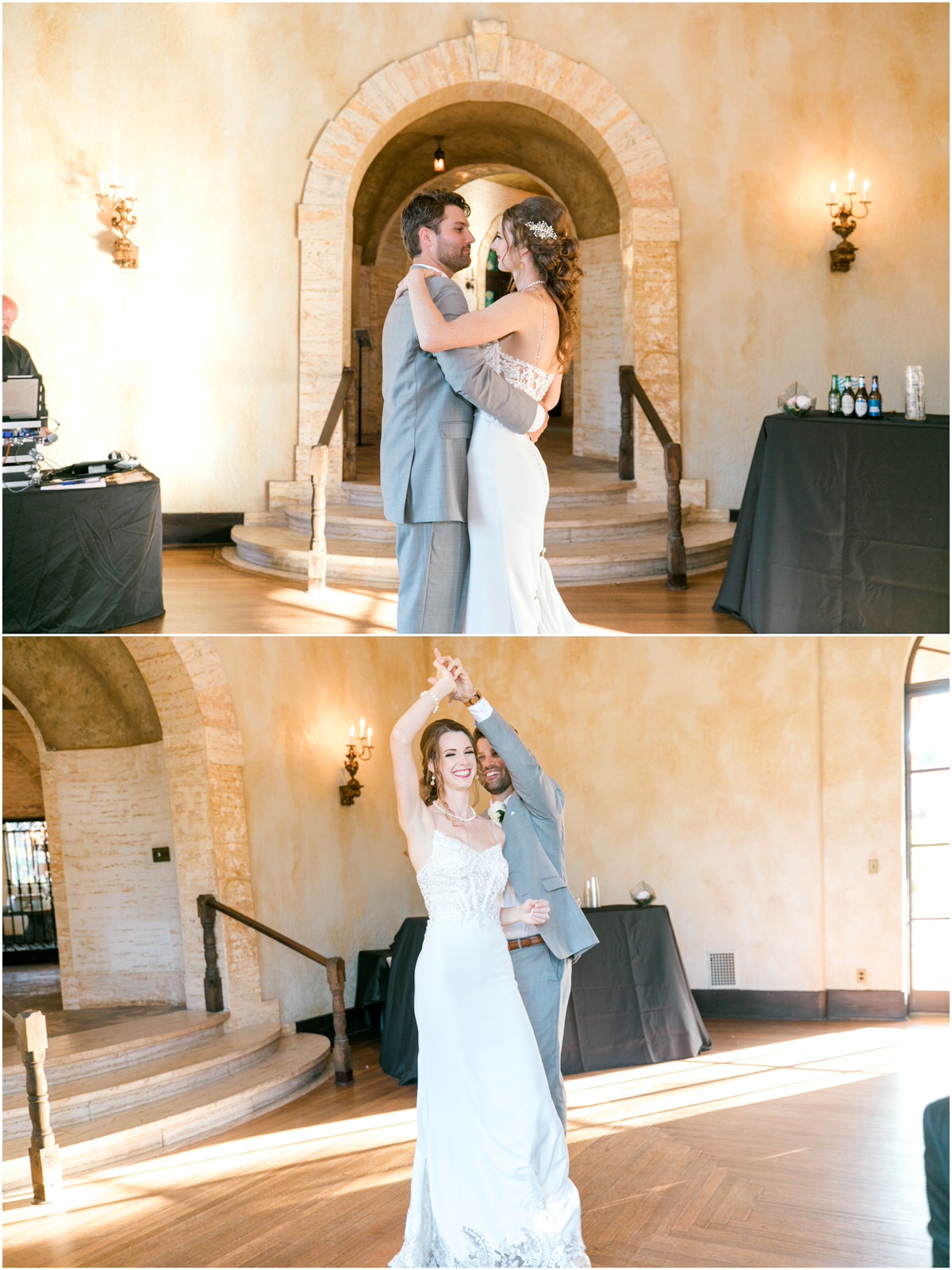 Bride and groom having their first dance as husband and wife