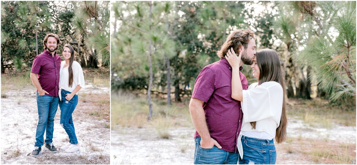 couple posing in woods in Florida