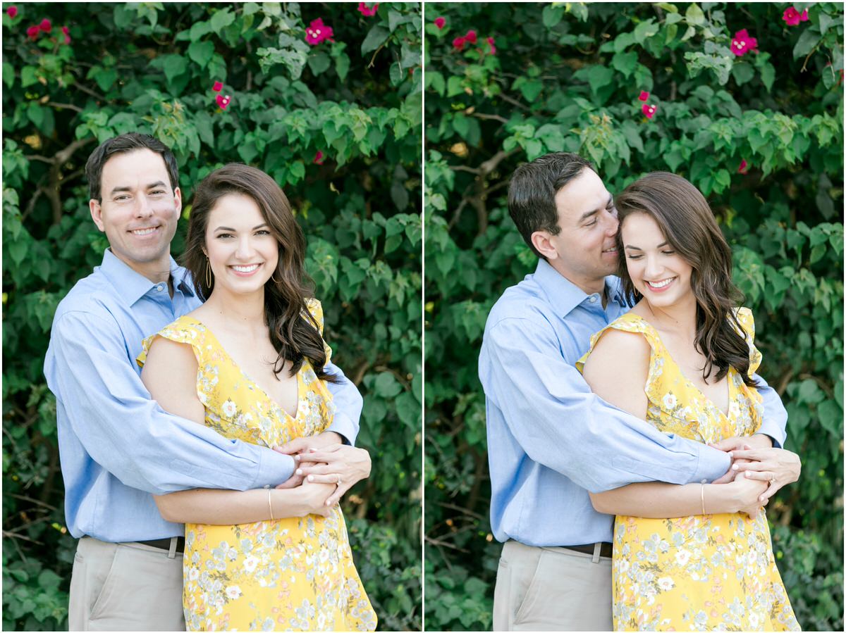 couple hugging each other at outdoor engagement session