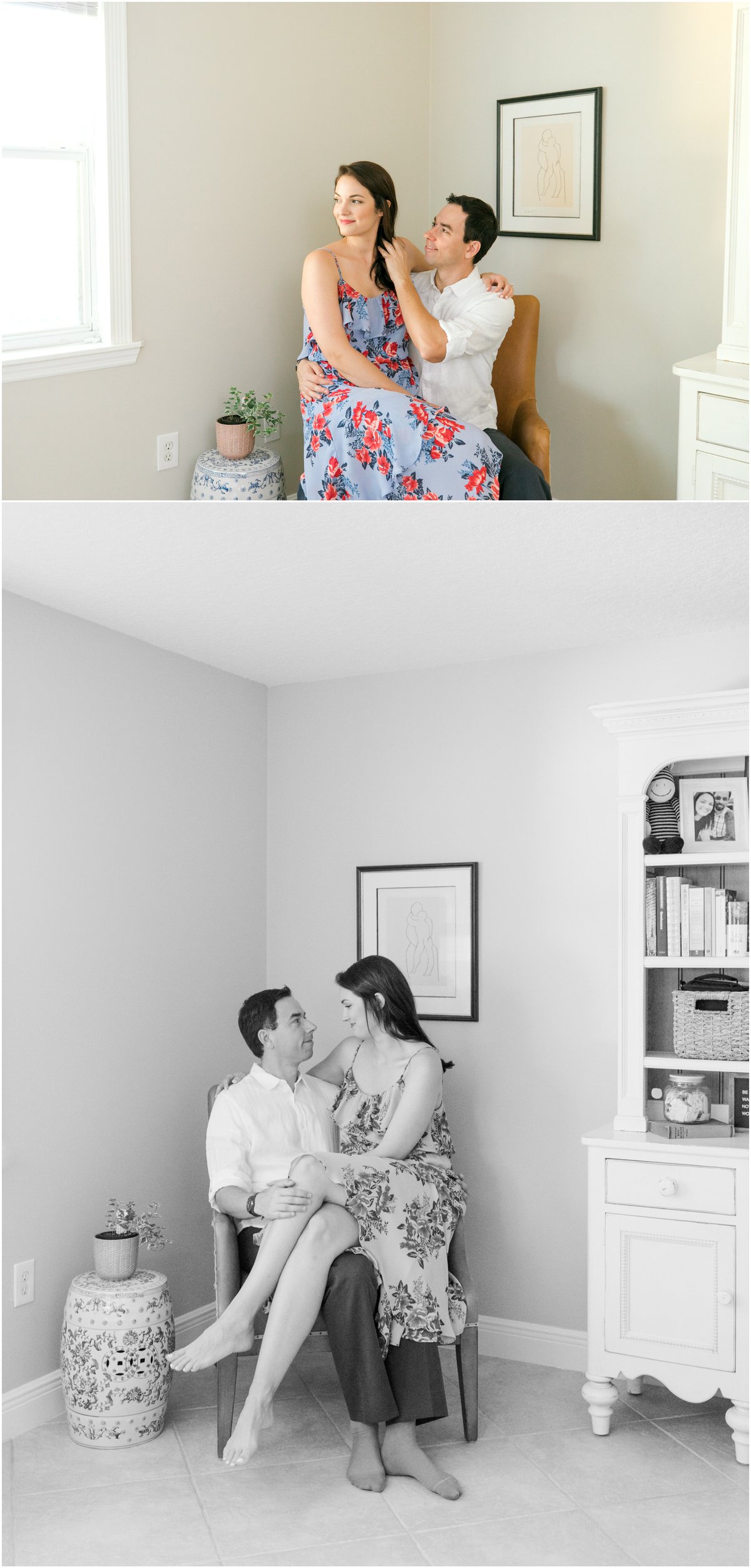 couple sitting on chair at home
