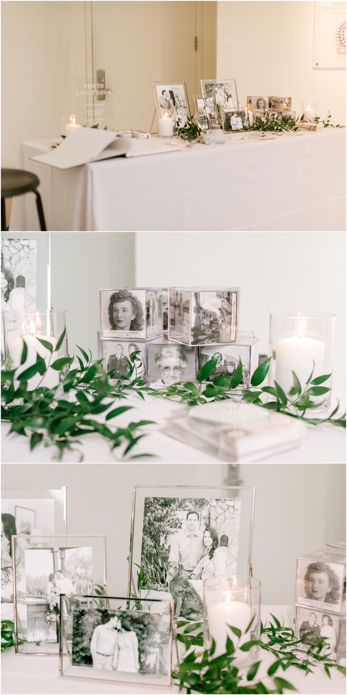 Old family photographs as ceremony decor