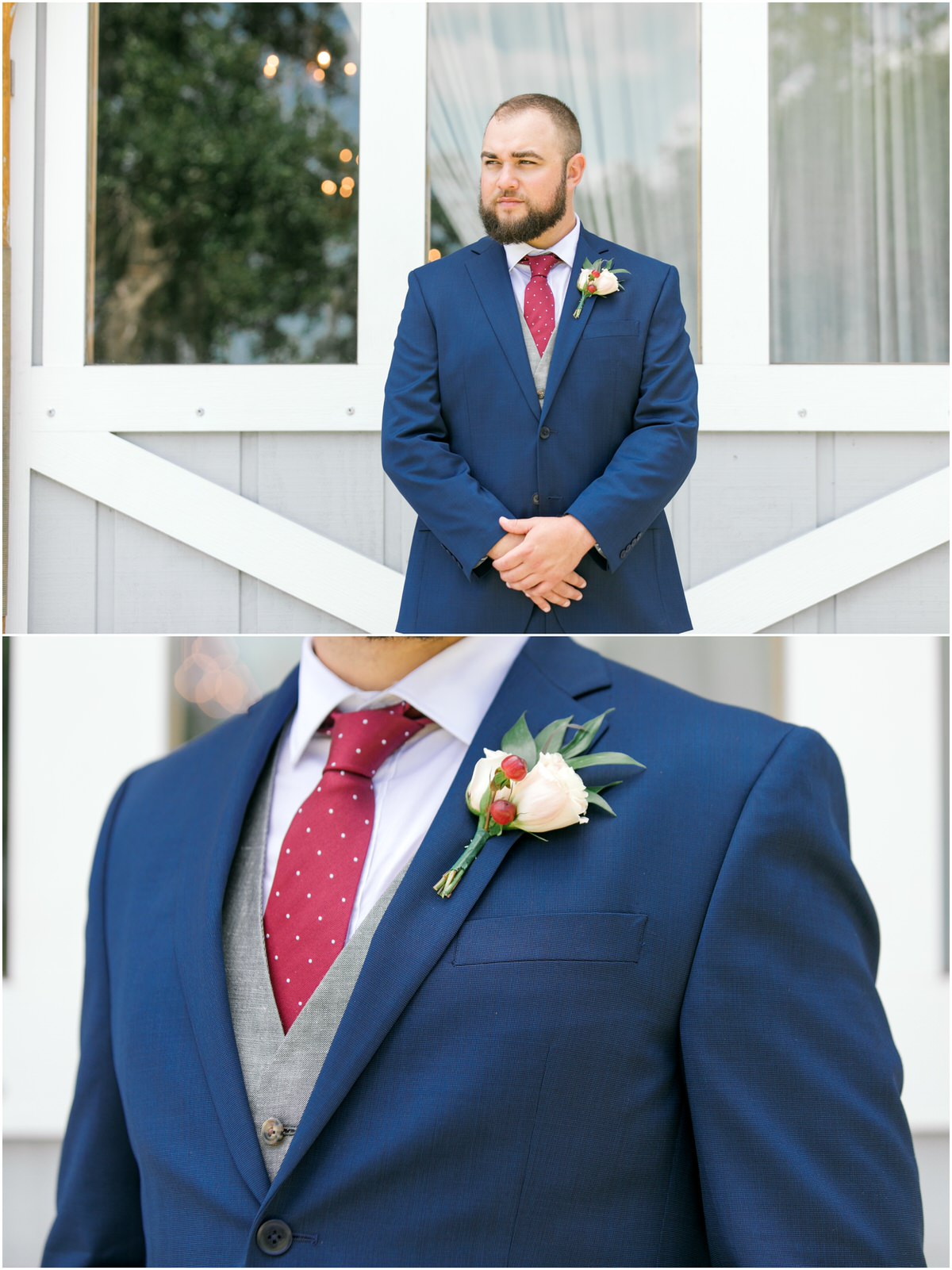 groom in cobalt blue suit