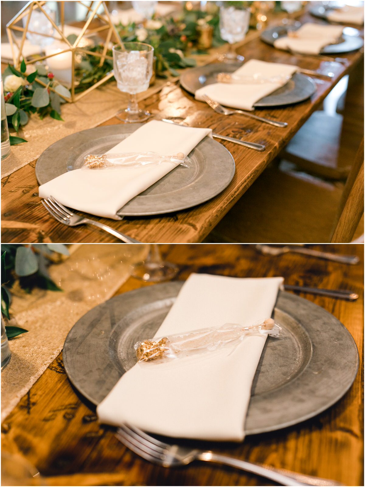 galvanized metal plate chargers wedding reception