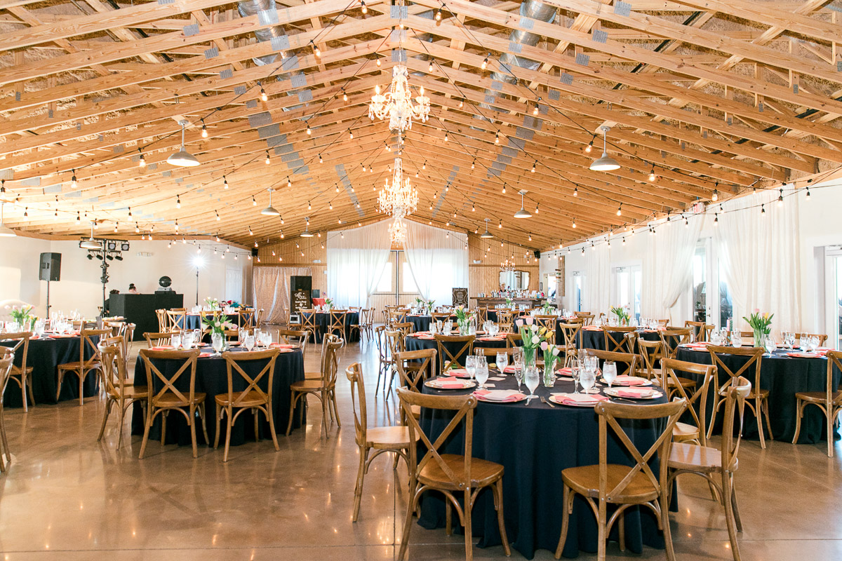 Indoor reception space at up the creek farms