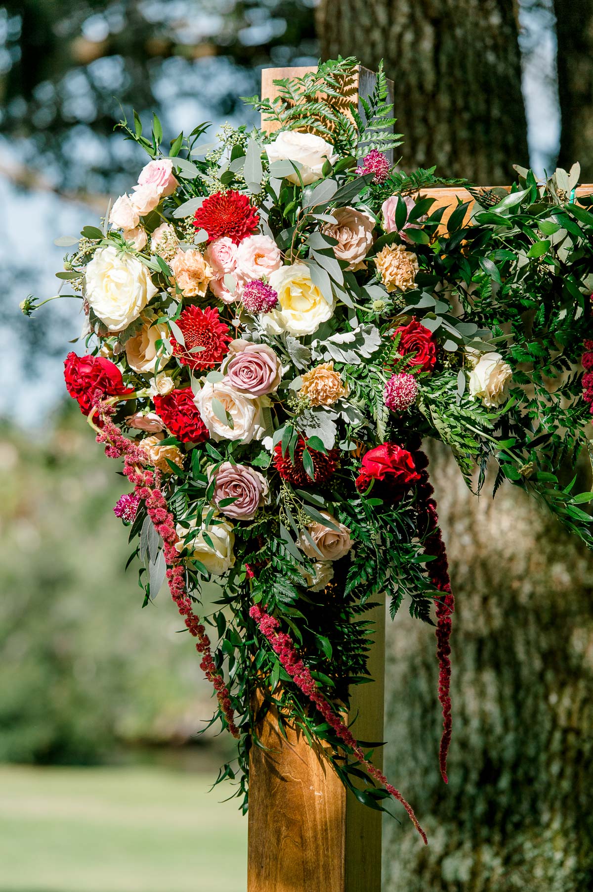 Floral decor at outdoor wedding