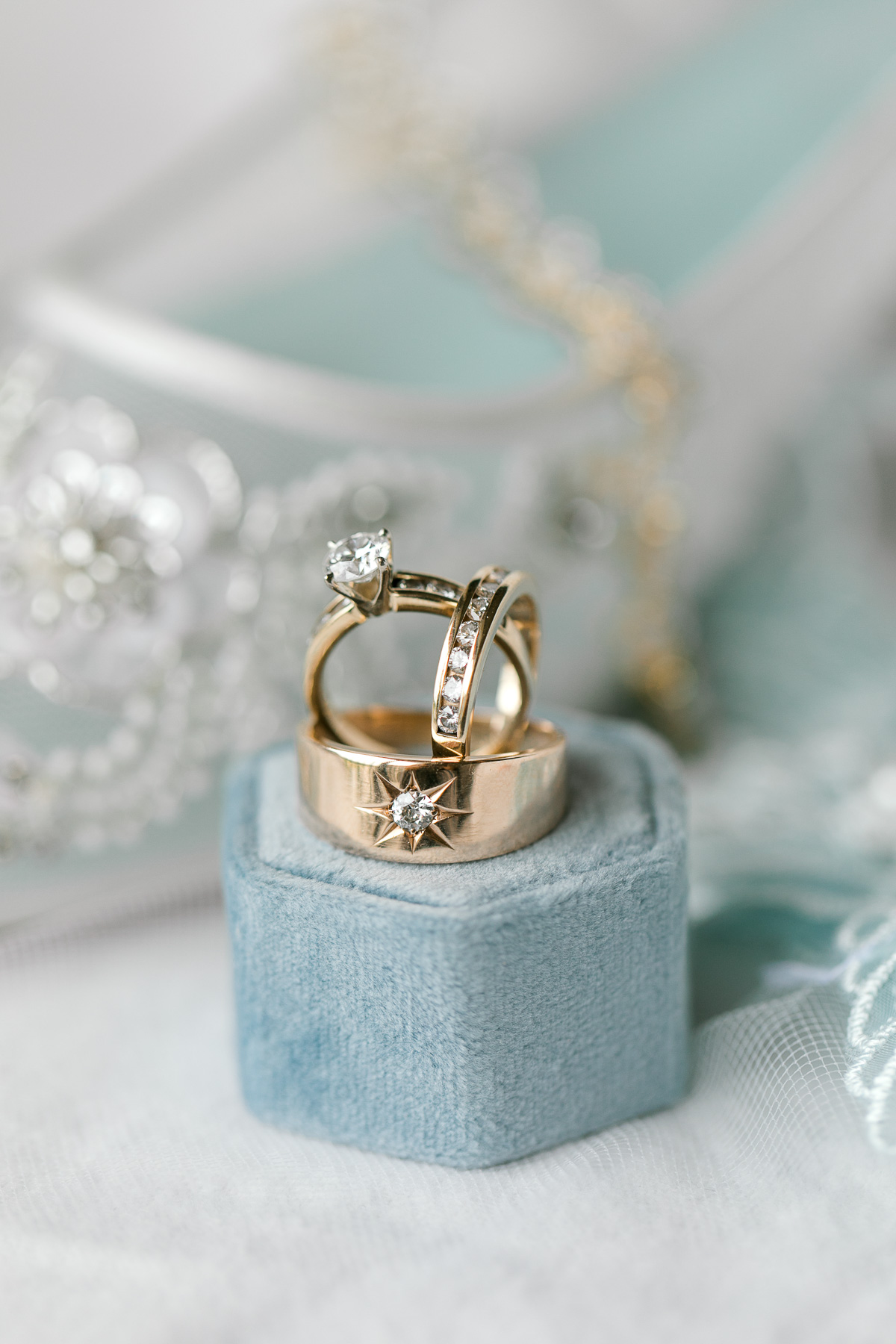 Gold and diamond wedding rings